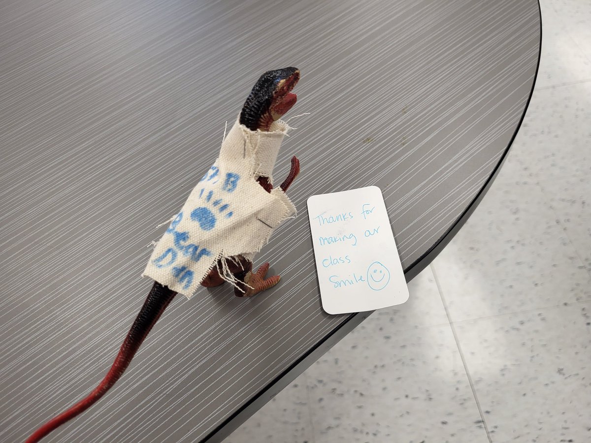MrHodgeOttawa's tweet photo. This cute little dinosaur has brought joy between our classes! @MrHodgeOttawa @BoisvertOCSB https://t.co/Qs1OGAPfvT