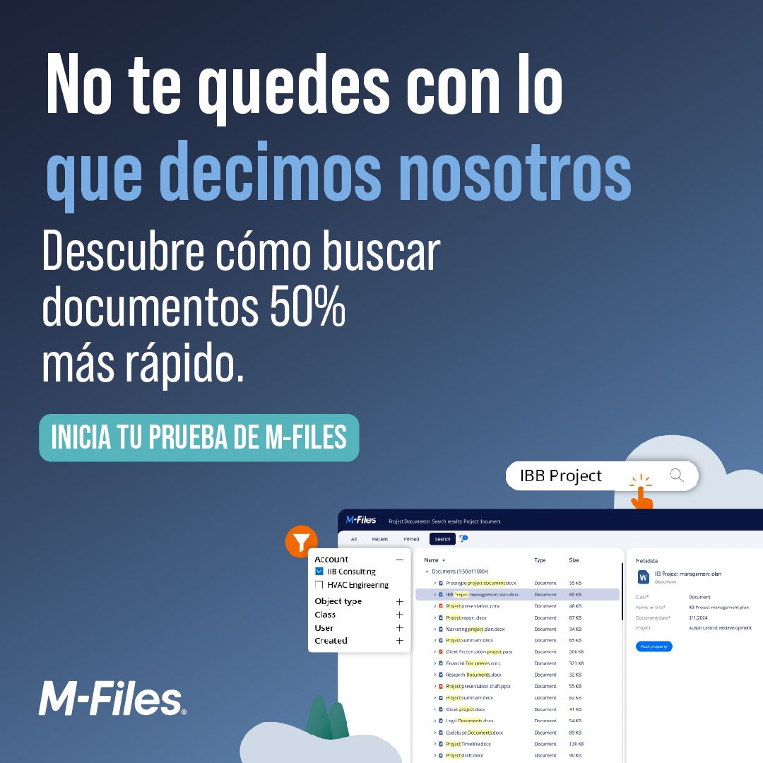 HIXSA's tweet image. 🚀 Eleva tu negocio con @M_Files con una PRUEBA SIN COSTO durante 30 días. Descubre una manera más inteligente de trabajar con la plataforma líder en automatización del #KnowledgeWorkAutomation. 👀 Comienza tu experiencia aquí: buff.ly/3NtOQ4K
#Aino #SmarterWaytoWork