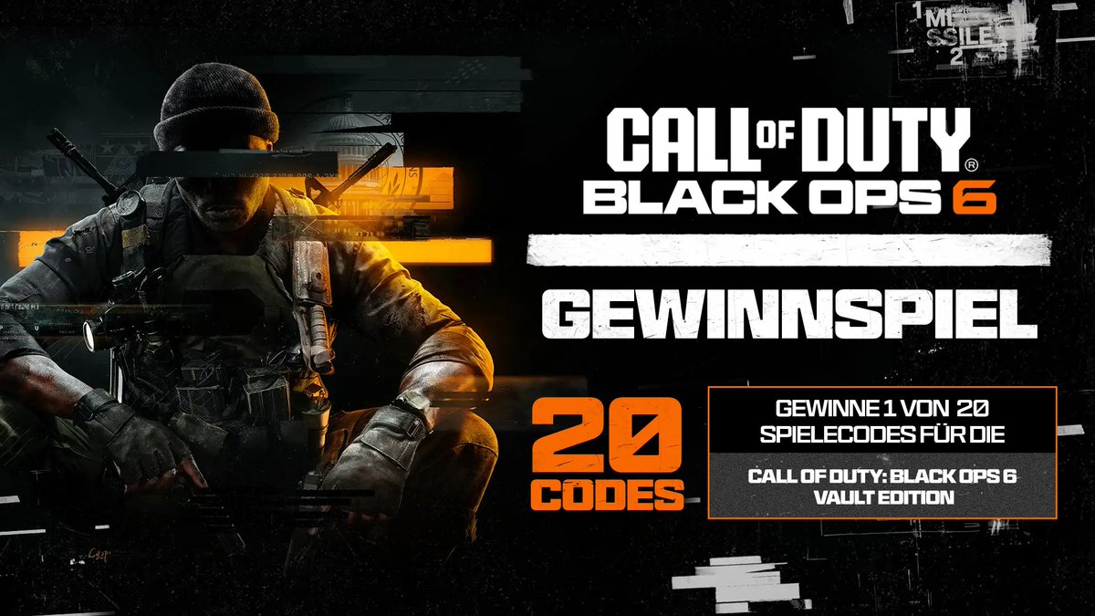 🚨GEWINNSPIEL🚨

Wir feiern den Release von Call of Duty: #BlackOps6 🎉
Gemeinsam mit <a href="/CallofDutyDE/">Call of Duty Germany</a> verlosen wir 20 Spielecodes für die Call of Duty: Black Ops 6 - Vault Edition. 

So macht ihr mit:
1. <a href="/XboxDACH/">Xbox DACH</a> folgen ✅
2. Tweet liken + RT ❤️🔁

TNB 👉 xbox.com/de-DE/promotio…