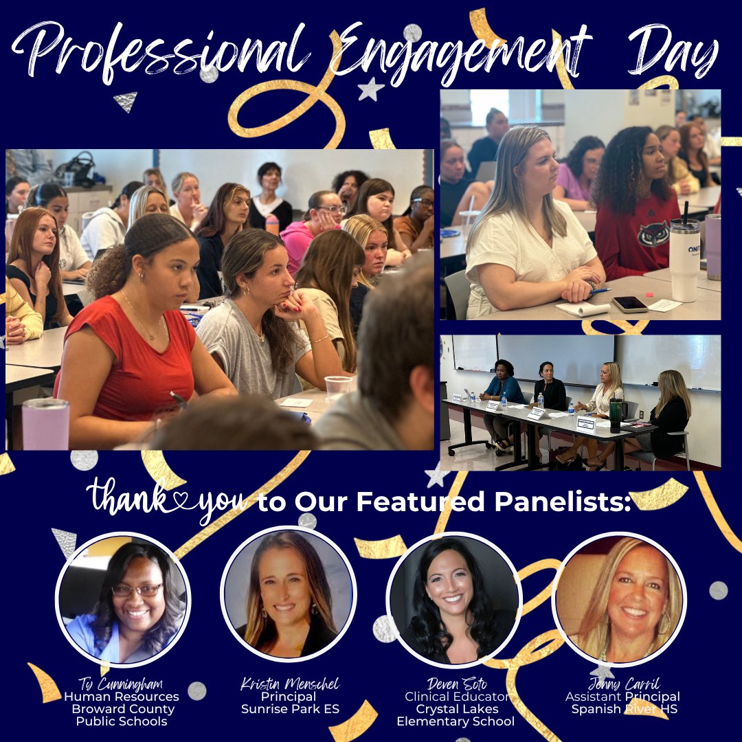 We had an excellent turnout at our Professional Engagement event. Thank you to our panel of experts (ALL 🦉🦉🦉🦉 alum, by the way) who provided their professional insight to our students. <a href="/JenCarril1/">J. Carril</a> <a href="/KristinMenschel/">Kristin Marra Menschel</a> <a href="/browardk12teach/">BrowardSchoolsJobs</a> @EngageCOE <a href="/faueducation/">FAU College of Education</a> <a href="/ShineonSPES/">Sunrise Park Elementary School</a> <a href="/pbcsd/">The School District of Palm Beach County</a>