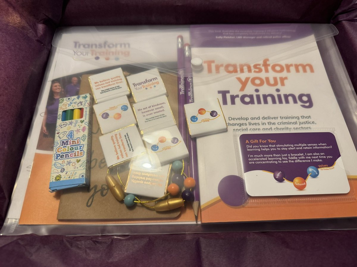 We have been putting together some welcome packs for our new students. There are brilliant accelerated learning tools such as our methodology bracelets, some colouring sheets and our yummy chocolates to help them engage during the live sessions! 

#TransformYourTraining