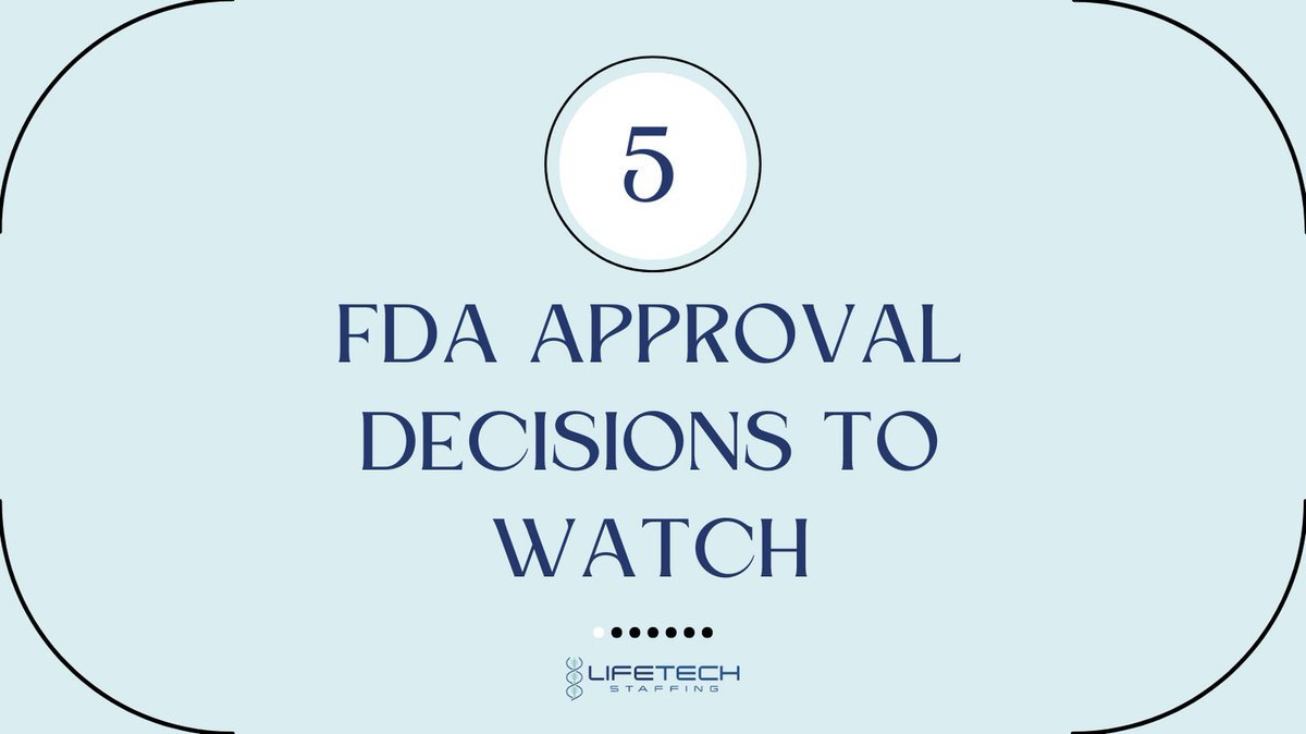 LifeTechTalent's tweet photo. The final quarter of 2024 will see some pivotal FDA decisions that could shape the biopharma landscape.

#FDA #biopharma #drugapproval #lifesciences #healthcare https://t.co/LKLzBJoiOl