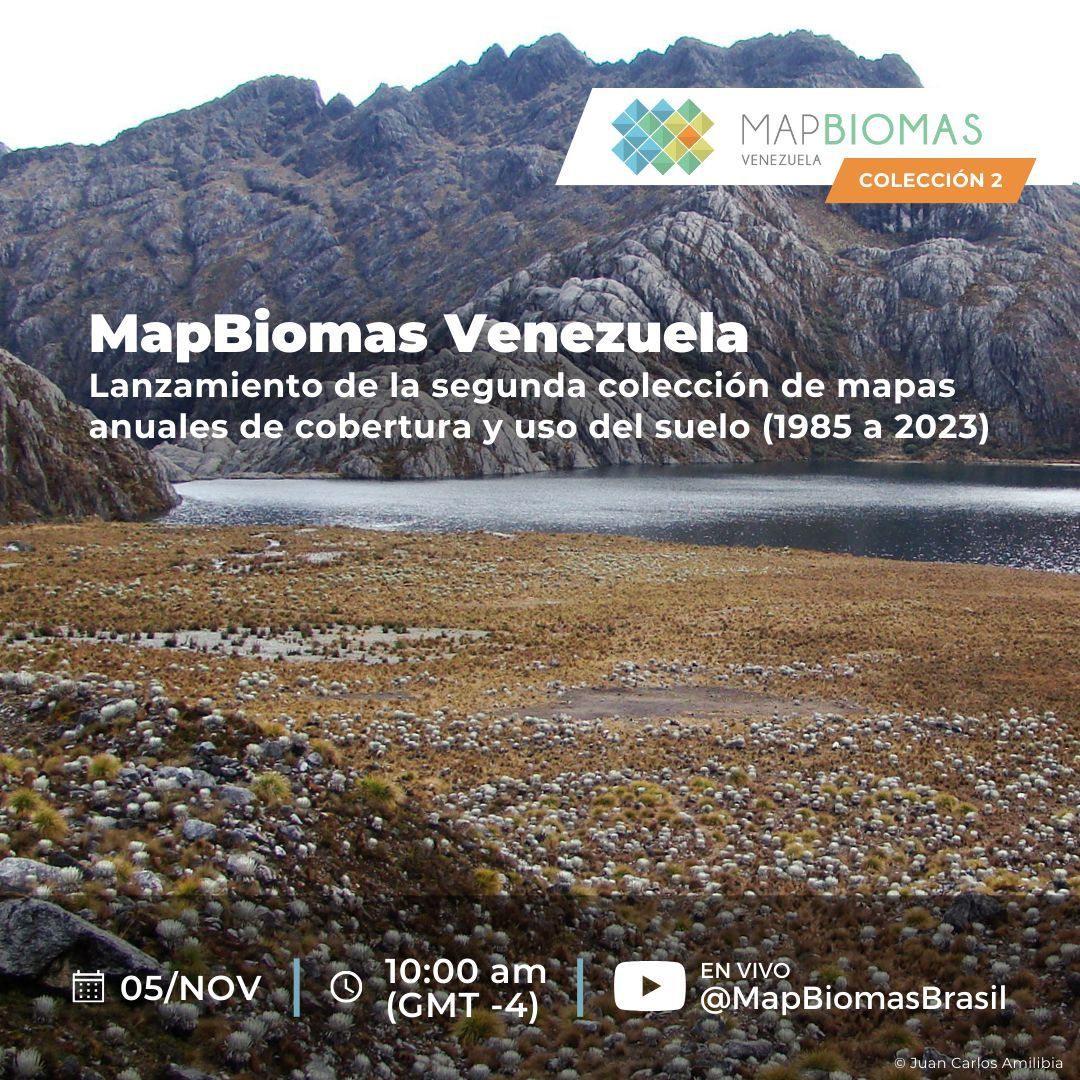 ¡La segunda colección de mapas de cobertura y uso del suelo de MapBiomas Venezuela está por llegar! 🛰️🌎

Esta iniciativa pone a disposición datos libres, abiertos y gratuitos para visualizar los cambios anuales en la cobertura natural y los usos del suelo en Venezuela a través