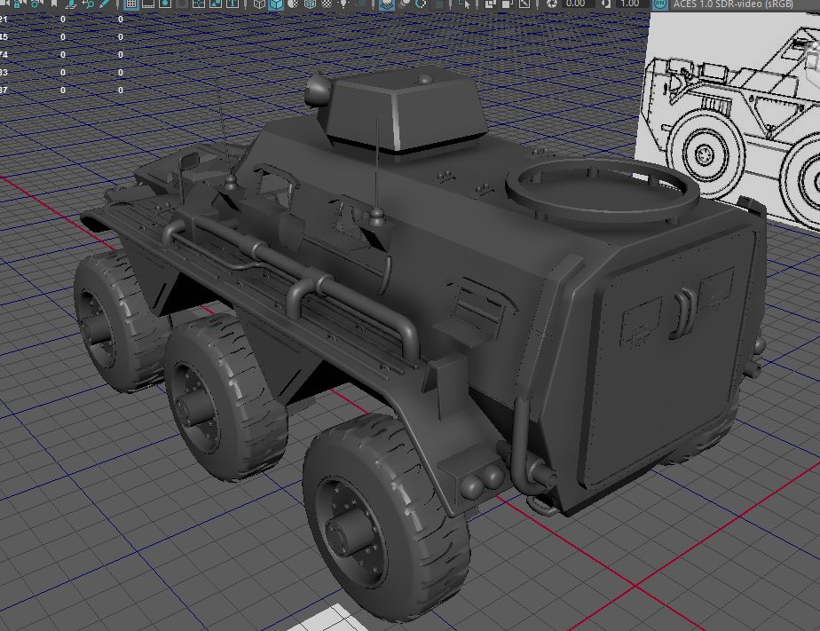Brexdzz's tweet photo. Working on a Dieselpunk APC for a group project going decent just creating the high poly rn! #gameart #apc #tank #uni #maya #3d https://t.co/3bP8YgSgWd
