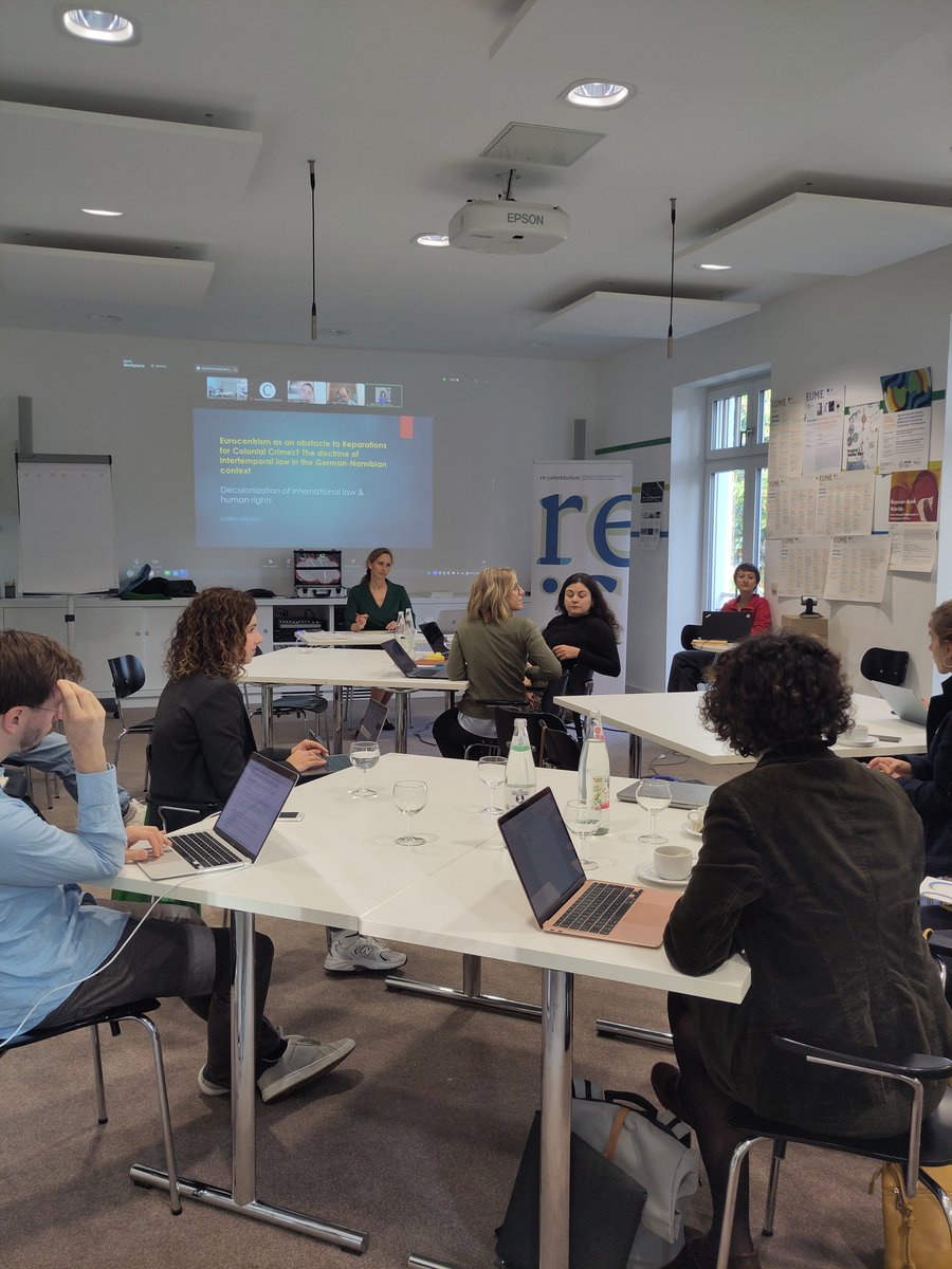 re:constitution (@reconstituteu) on Twitter photo 🌍Day 3!
This morning, <a href="/KarinaTheurer/">Karina Theurer</a> & the Fellows questioned Eurocentrism in the context of Reparations for Colonial Crime & the doctrine of intertemporal law.
After reflections on research impact facilitated by <a href="/DemocracyR/">Democracy Reporting International</a>, the meeting ended & we wish everyone a safe trip!🛤️ 🌍Day 3!
This morning, <a href="/KarinaTheurer/">Karina Theurer</a> & the Fellows questioned Eurocentrism in the context of Reparations for Colonial Crime & the doctrine of intertemporal law.
After reflections on research impact facilitated by <a href="/DemocracyR/">Democracy Reporting International</a>, the meeting ended & we wish everyone a safe trip!🛤️
