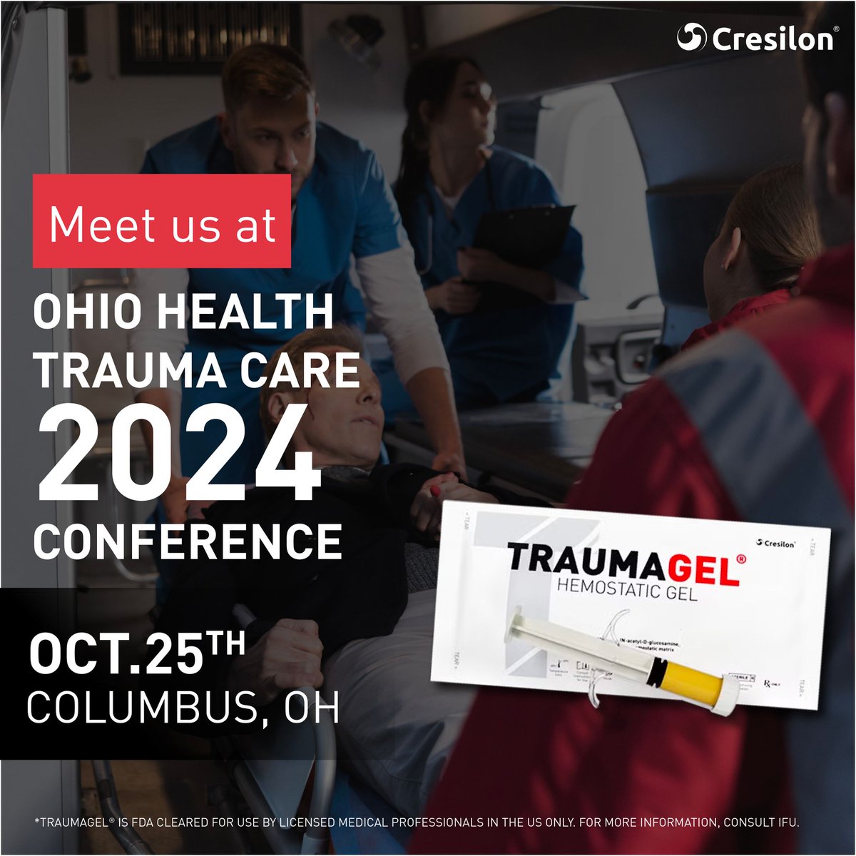 We're excited to be at OhioHealth Trauma Care 2024!

TRAUMAGEL’s ability to control moderate to severe bleeding in seconds provides a fast, easy, and efficient solution in critical situations – when time is of the essence.

Stop by our booth to learn more about TRAUMAGEL.

__