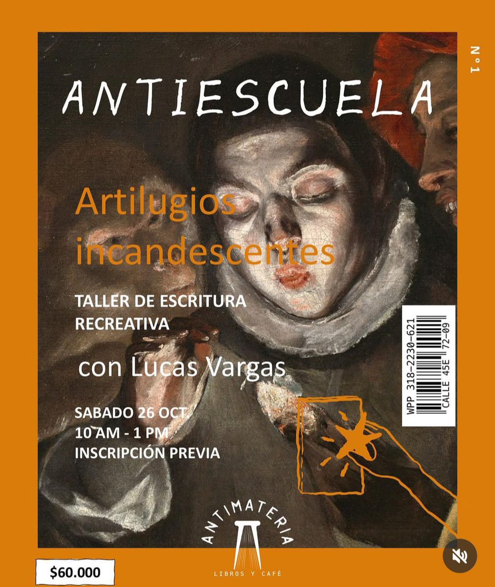 #Medellín | Mañana hay un taller súper chévere en Antimateria Libros &amp; Café. Lucas Vargas propone ejercicios muy entretenidos para activar la creatividad con la palabra y uno sale con ganas de escribir. Vale 60 mil, es a las 10 am. Anímense a soltar la mano con el lápiz. :)