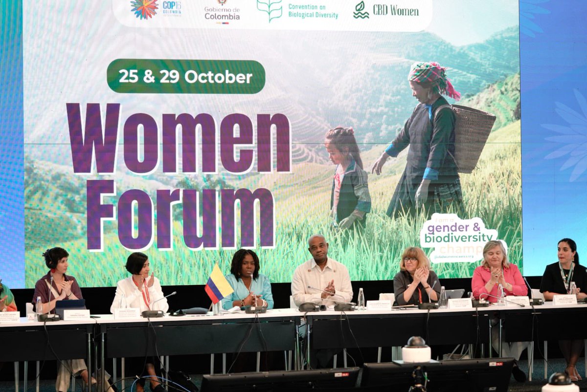 ONUMujeresCol's tweet photo. #COP16Colombia #ForoDeMujeres
Luis Gilberto Murillo, Canciller de Colombia: “Los saberes y experiencias de las mujeres deben tener incidencia directa en los obstáculos que nos enfrentamos cada día y en cada campo de conocimiento”.
#GenderDay #SomosBiodiversidad https://t.co/ErkozfFD9z