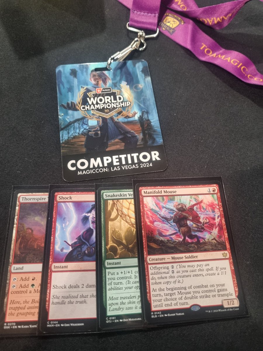 After a Gruuling week of #HardTesting it is Worlds time! On the (Thornspire) Verge of playing a different deck, I made the Shocking choice of audiblying last minute. I have some (Snakeskin) Veiled optimism in my deck choice and hopefully things go Micely today. @Fireshoes