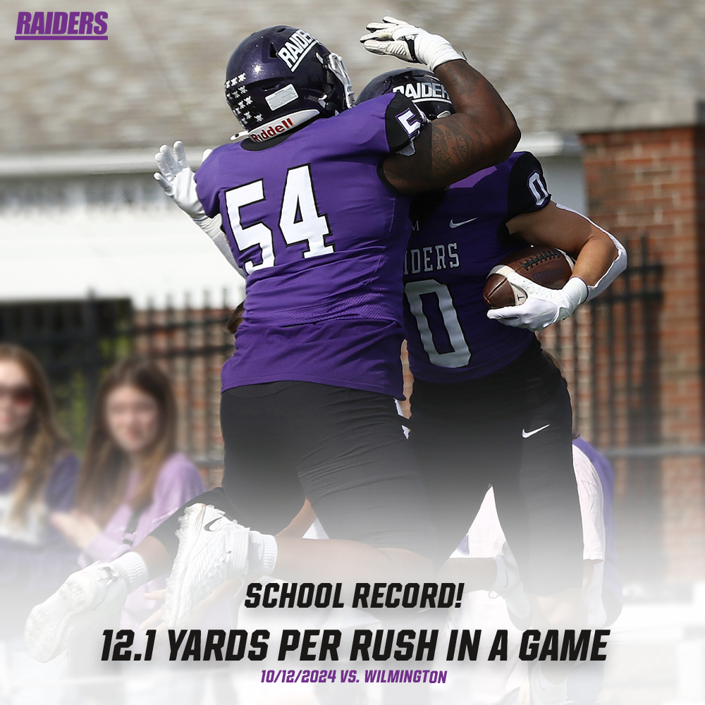 ICYMI: Against Wilmington, Mount Union ran for 436 yards, the fourth-most in a game in school history and the most since 2014, 𝐀𝐕𝐄𝐑𝐀𝐆𝐈𝐍𝐆 𝐀 𝐒𝐂𝐇𝐎𝐎𝐋-𝐑𝐄𝐂𝐎𝐑𝐃 𝟏𝟐.𝟏 𝐘𝐀𝐑𝐃𝐒 𝐏𝐄𝐑 𝐑𝐔𝐒𝐇!