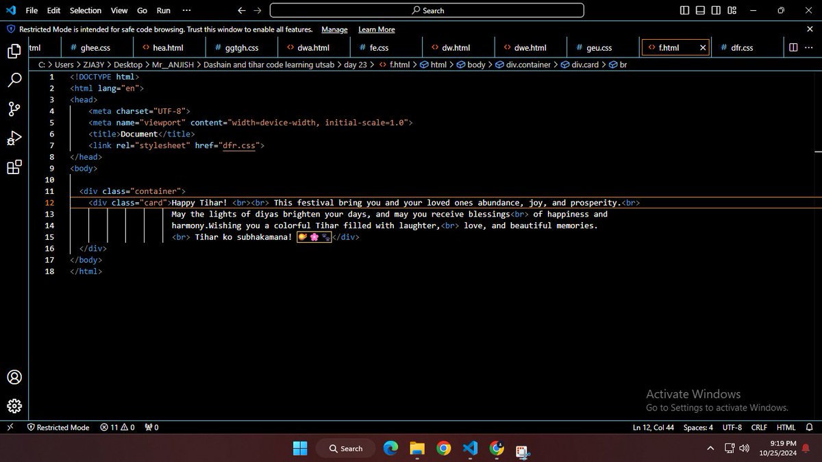 Anjish357410's tweet photo. #LUD23 of learning web development with #LearningutsavToday . Make this Dashain-Tihar #FestivalOfLearning with
@learning_utsav

#LearningUtsav #day23oflearning https://t.co/QCTnI5HEZS