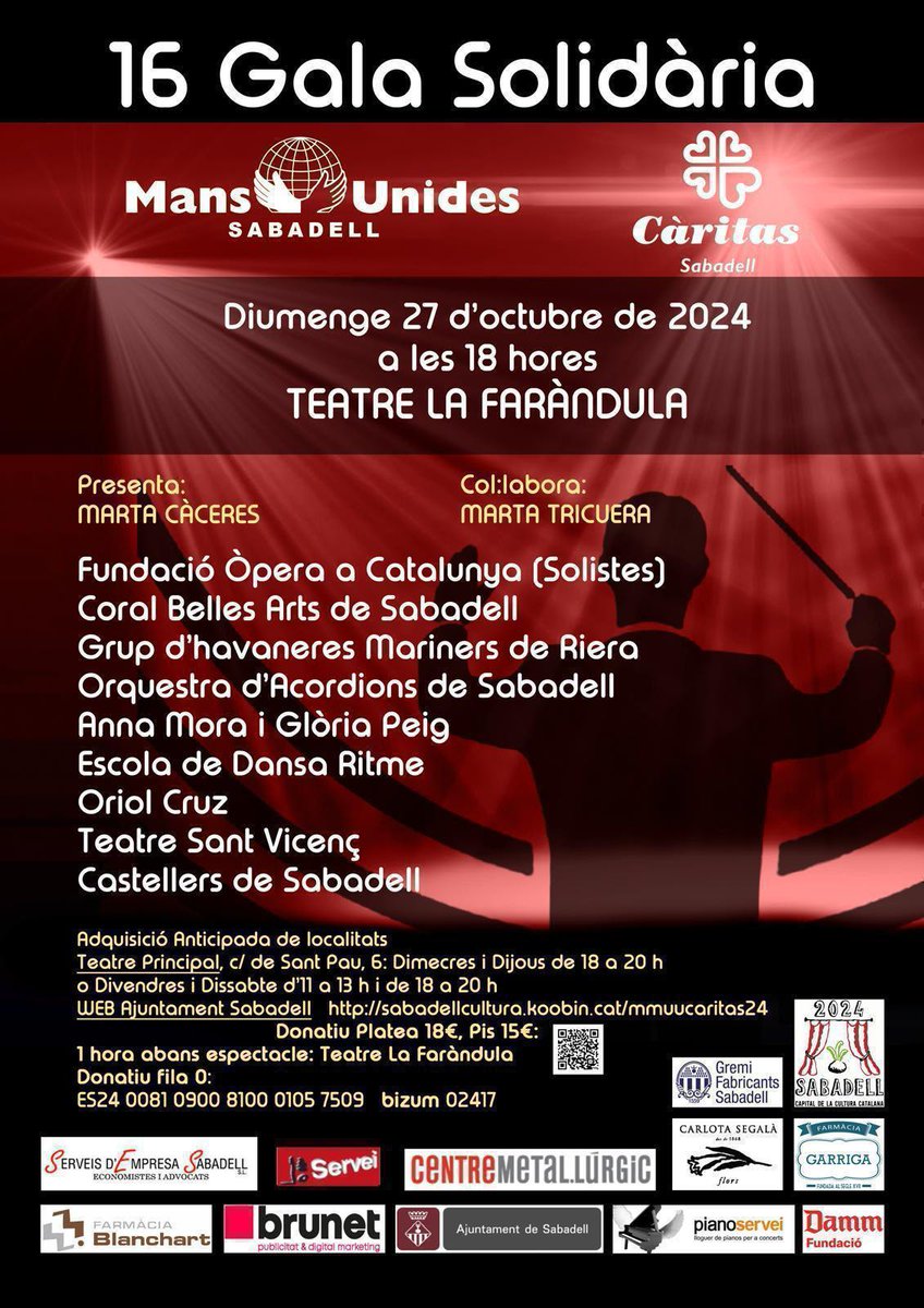 Diumenge ens trobem al teatre de la Faràndula per compartir la 16a Gala Solidària de Mans Unides i Càrites!
I avui... Ens veiem a l'assaig!!