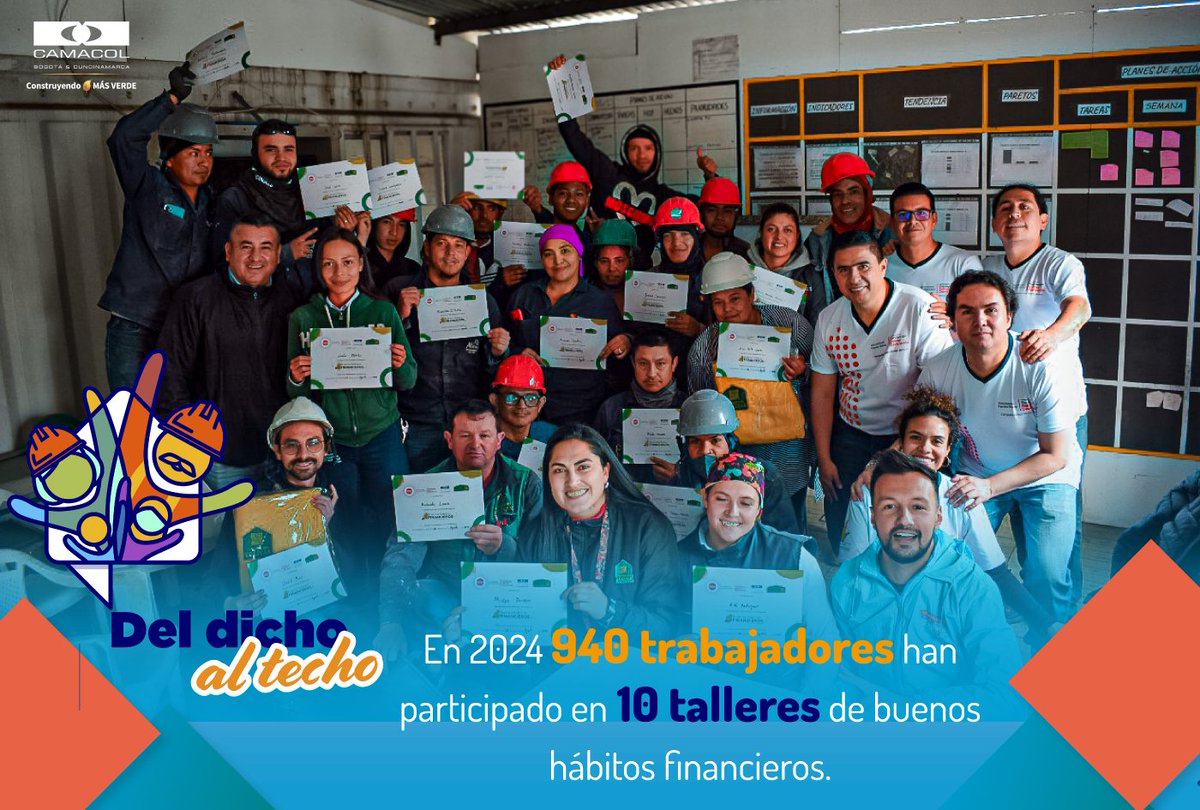 CAMACOLBOGOTA's tweet photo. ¿Sabía que en el marco de nuestro programa #DelDichoAlTecho, 940 trabajadores del sector han participado en talleres de educación financiera en 2024? A la fecha se han realizado 10 talleres.
Gracias a @Cusezar, #ConstructoraBolívar, @FundacionBD, @FNAahorro y @Prodesa_col por sumarse a nuestro programa #DelDichoAlTecho que busca que cada día más trabajadores puedan adquirir vivienda propia.