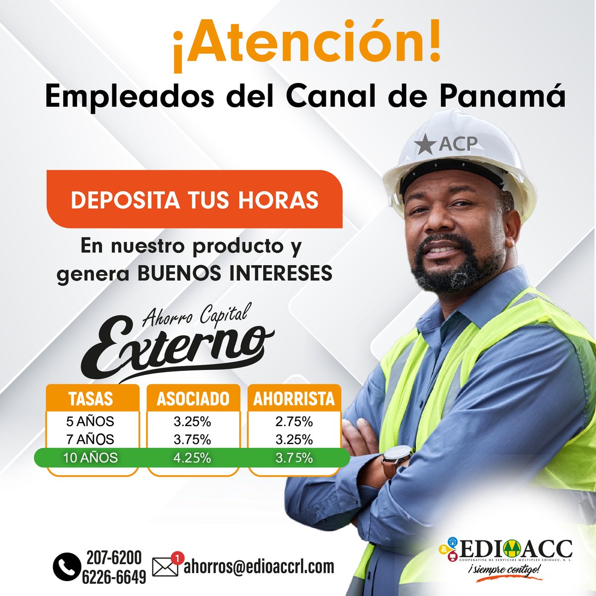 EDIOACC's tweet photo. ATENCIÓN. 
Empleados del Canal
Es hora de que tus horas generen buenos intereses y para ello tenemos la opción que has estado buscando.
Ahorro Capital Externo. https://t.co/9vYWcQhMRz