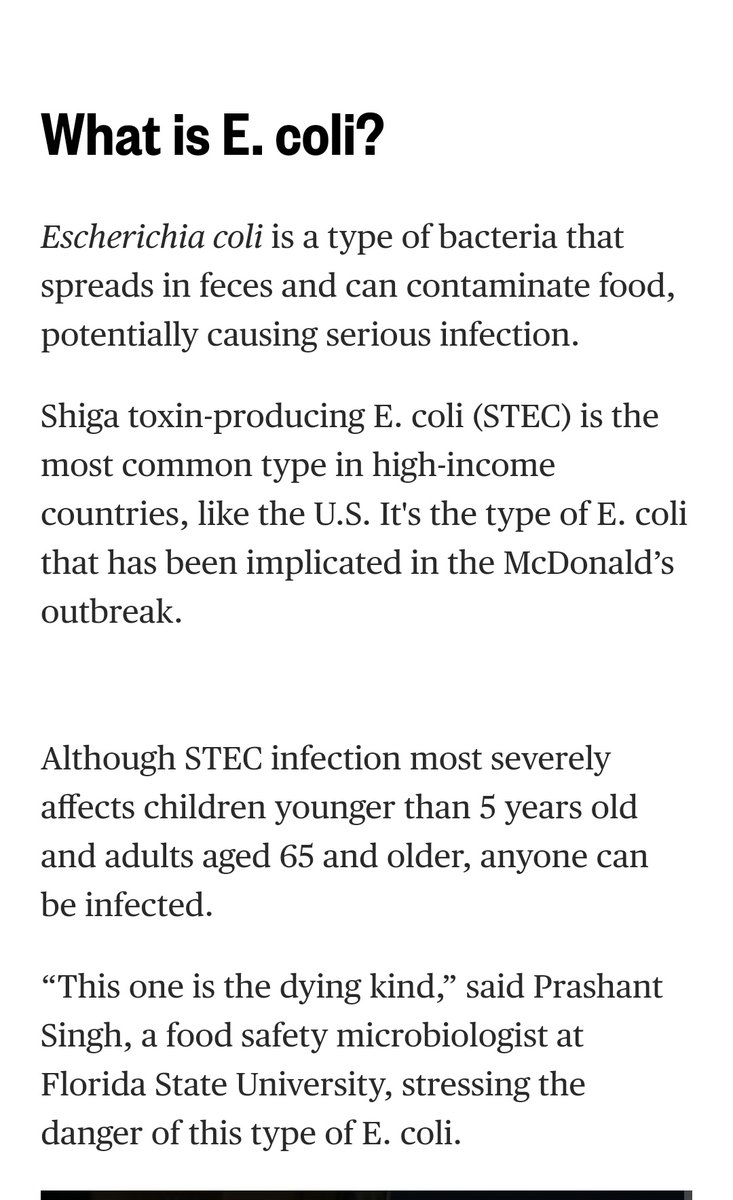 UpscScreenshots's tweet image. E. coli Outbreak Linked to McDonald’s Quarter Pounders.

If you survive a deadly disease, another one is waiting. What has happened to the world 🌎. #macdonalds #EcoliOutbreak #UPSC