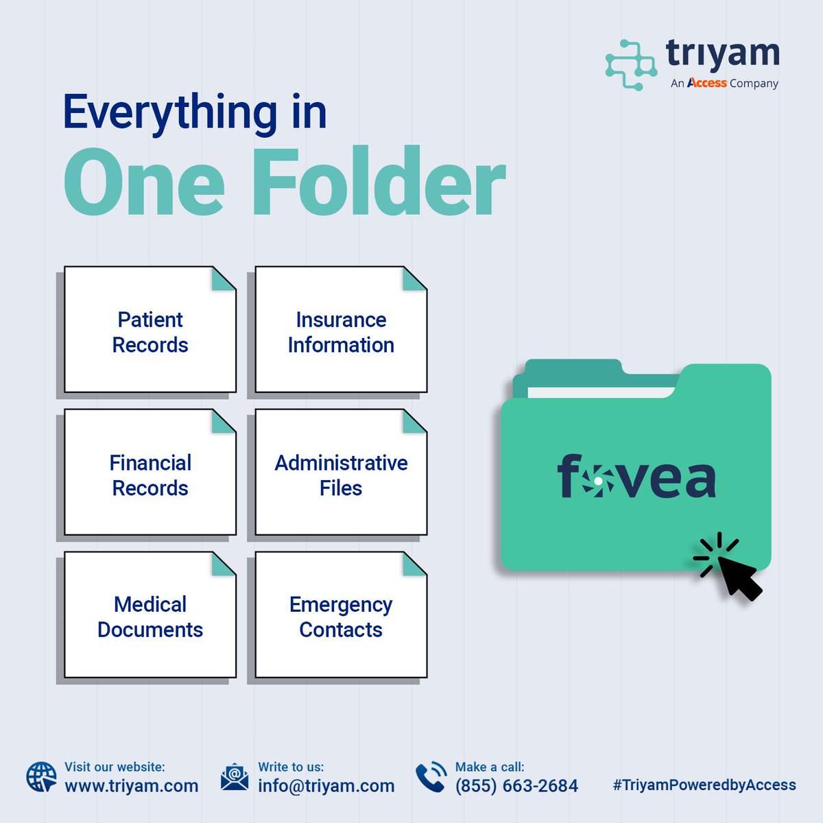 TriyamInc's tweet image. Transform the way you manage patient information with our intuitive archive, Fovea. Say goodbye to cluttered files and hello to organized efficiency. 

Join us today and experience a new standard in healthcare management.

#Fovea
#TriyamPoweredByAccess