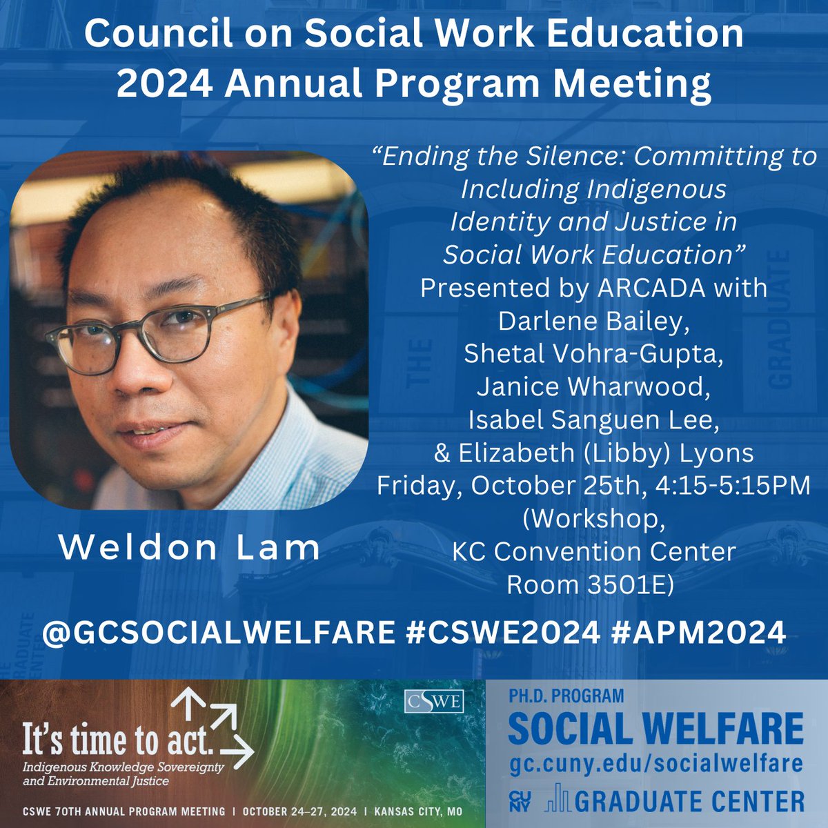 GCSocialWelfare's tweet image. Today and tomorrow in Kansas City, MO! Check out our #CSWEAPM2024 #CSWE2024 #APM2024 student presentation lineup!