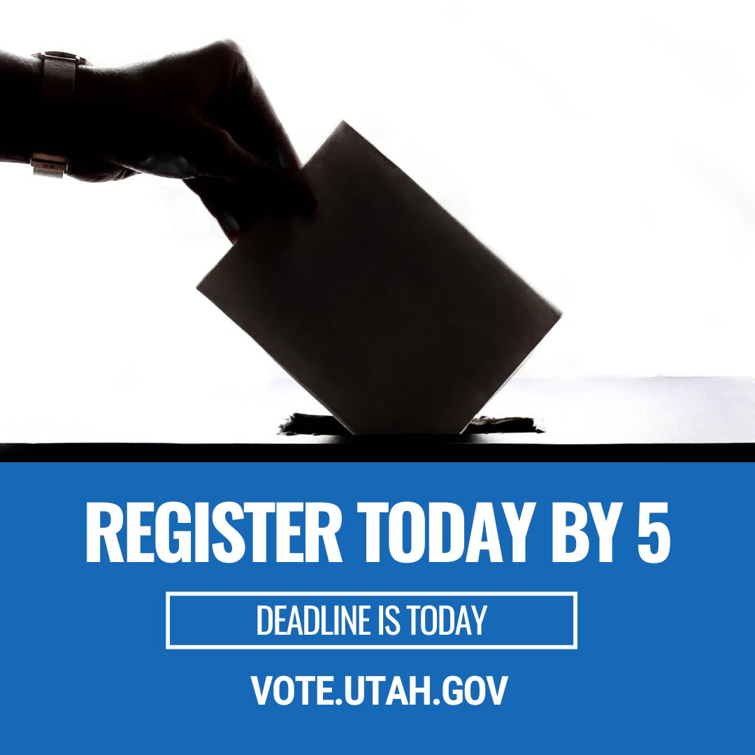 UtahCountyGov's tweet image. 🚨 Today is the LAST DAY to register to vote in Utah!
🗳️ Make sure you have your valid driver's license handy and head to vote.utah.gov to get registered.
Your voice matters—don't wait!!
#Vote2024 #GetRegistered