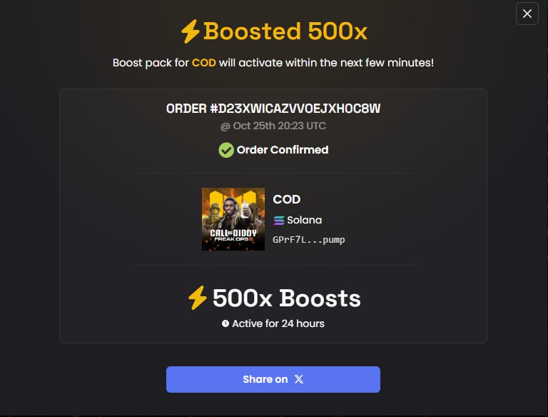 Diddy said OIL PARTY should start now! He just paid 4k$ for 500 $COD Boost 👀 

Golden ticker unlocked ✅