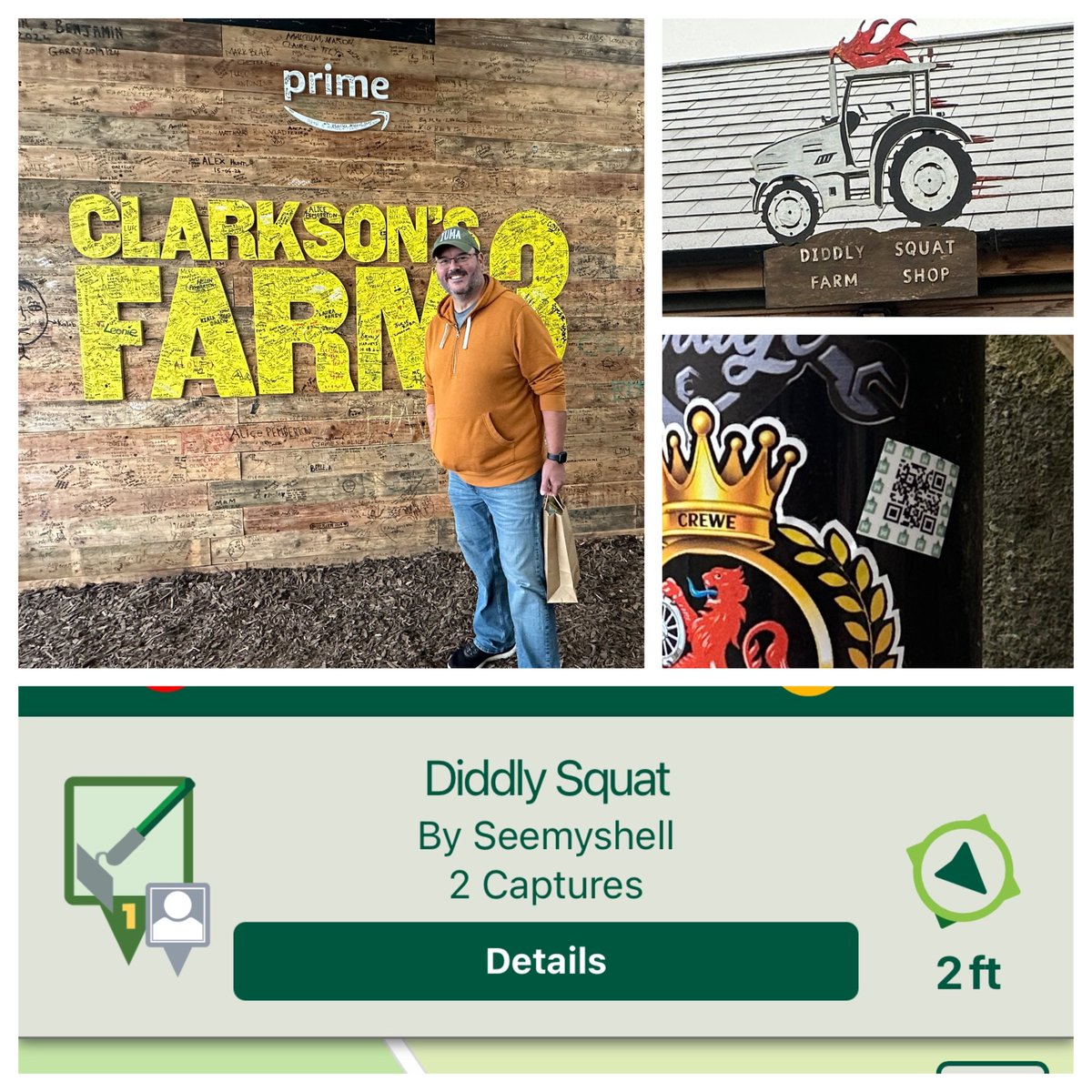 Visiting <a href="/DiddlySquatFarm/">Diddly Squat Farming,LLC</a> from <a href="/PrimeVideo/">Prime Video</a> I had to show all the <a href="/Munzee/">Munzee</a> players where it is. Now with a new ‘farm’ evo located close by. #diddlysquatfarmshop #whowillcapitnext #greatproducts