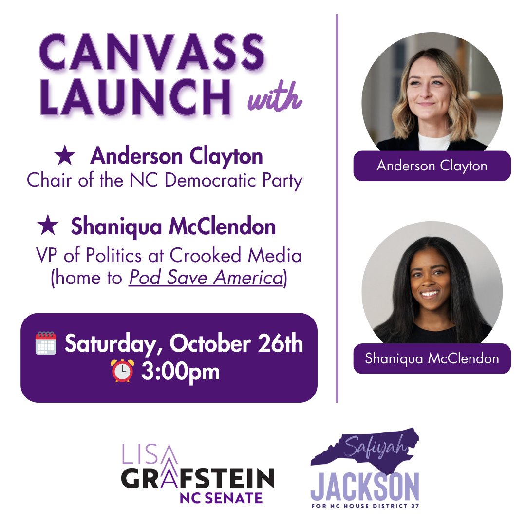 Lisa Grafstein (@lisagrafstein) on Twitter photo Join us tomorrow for a great canvass with our friends at <a href="/CrookedMedia/">Crooked Media</a> and <a href="/abreezeclayton/">Anderson Clayton☀️</a>!
Sign up here: mobilize.us/lisagrafsteinc… Join us tomorrow for a great canvass with our friends at <a href="/CrookedMedia/">Crooked Media</a> and <a href="/abreezeclayton/">Anderson Clayton☀️</a>!
Sign up here: mobilize.us/lisagrafsteinc…