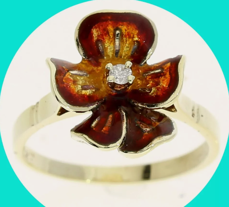 EmpirePawn's tweet image. Such a sweet ring for the fall! H-Color diamond and enamel pansy ring in 14K yellow gold. An affordable addition to your autumn wardrobe.  #AutumnStyle #PansyRing #HColorDiamond #FallJewelry #FallRing #FloralRing #FloralJewelry #FlowerRing #FlowerJewelry  ebay.com/itm/1262485311…