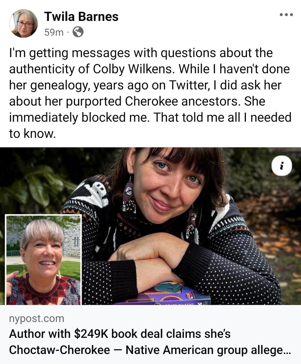 pollysgdaughter's tweet photo. Concerning the Colby Wilkens claim of Cherokee ancestry... https://t.co/wmNBYNNcU1