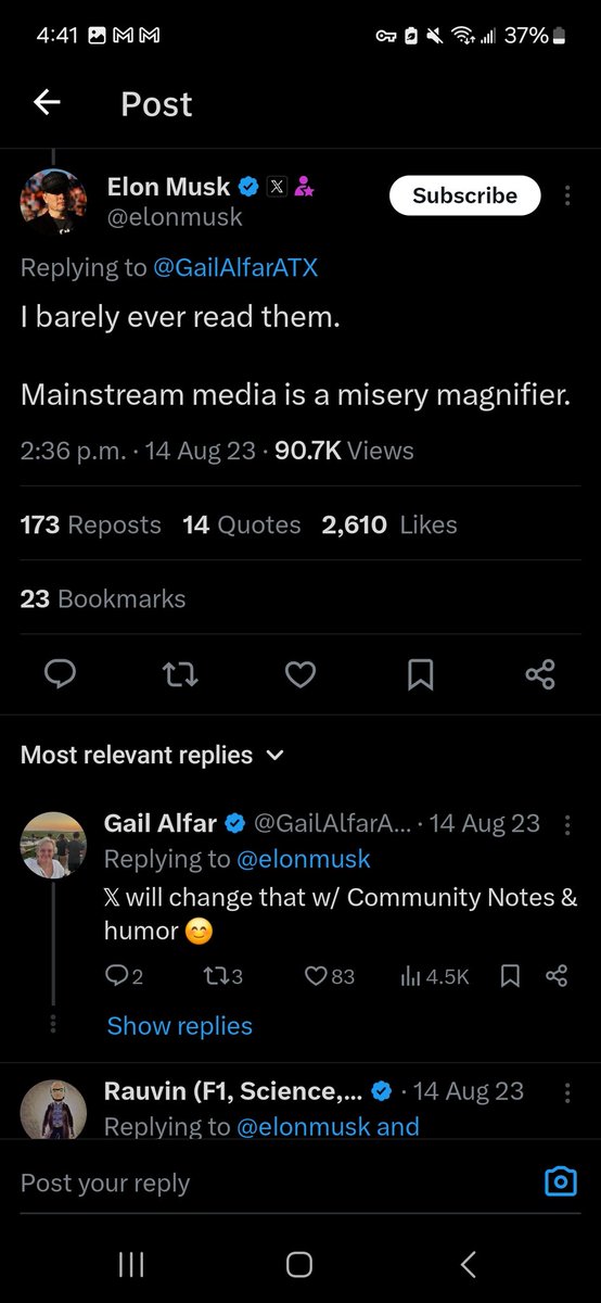 BouSou9's tweet photo. @elonmusk Musk be like "I don't read or watch mainstream media" until it validate my opinion. https://t.co/Phx5jtK5Lk