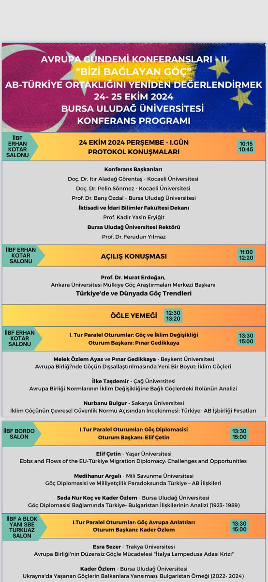 BursaUludağ &amp;KocaeliÜni. işbirliği, <a href="/EUDelegationTur/">AB Türkiye Delegasyonu🇪🇺EU Delegation to Türkiye</a>, <a href="/dard2018/">Diplomasi Araştırmaları Derneği - DARD</a> DARD ve <a href="/tuicakademi/">TUİÇ Akademi</a> paydaşlığında düzenlenen “Avrupa Gündemi II-Bizi Bağlayan Göç” Konferansı’nda hem davetli konuşmacı olmak hem de pek çok gayreti akademisyenle bir araya gelmek harikaydı <a href="/Kouevent/">Kocaeli Üniversitesi 🎓</a> <a href="/uludagkurumsal/">Bursa Uludağ Üniversitesi</a>