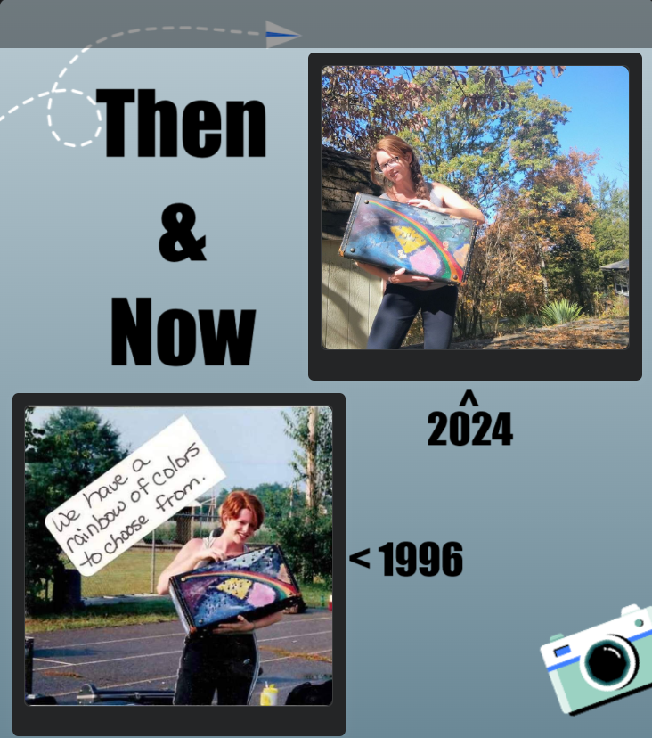 16 to 44. Still as colorful 📷📷📷 30% of my life dedicated to this baby <- that's a trumpet case btw 🎺 #thenandnow