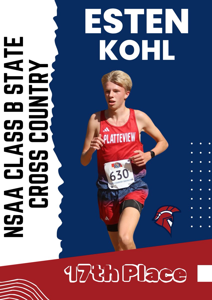Platteview XC (@platteview_xc) on Twitter photo Esten Kohl ran an amazing race but just missed a medal, finishing 17th in the loaded class B field at state.
He ran the 3rd fastest boys time in state history for <a href="/Platteview_HS/">Platteview Trojans</a> and a 13 sec PR. Lots to build on for the <a href="/Trojans_of_PHS/">Platteview Activities and Athletics</a>. Esten Kohl ran an amazing race but just missed a medal, finishing 17th in the loaded class B field at state.
He ran the 3rd fastest boys time in state history for <a href="/Platteview_HS/">Platteview Trojans</a> and a 13 sec PR. Lots to build on for the <a href="/Trojans_of_PHS/">Platteview Activities and Athletics</a>.