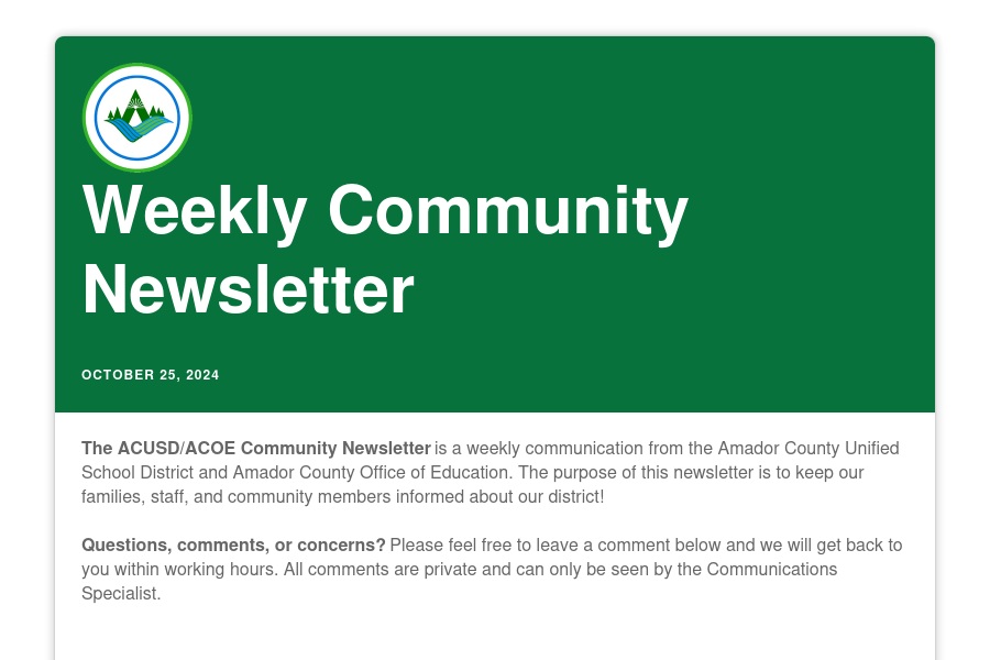 acusd_acoe's tweet photo. Weekly Community Newsletter - October 25, 2024 https://t.co/IIJippwSrP via @ParentSquare https://t.co/V6P9pIBiIM