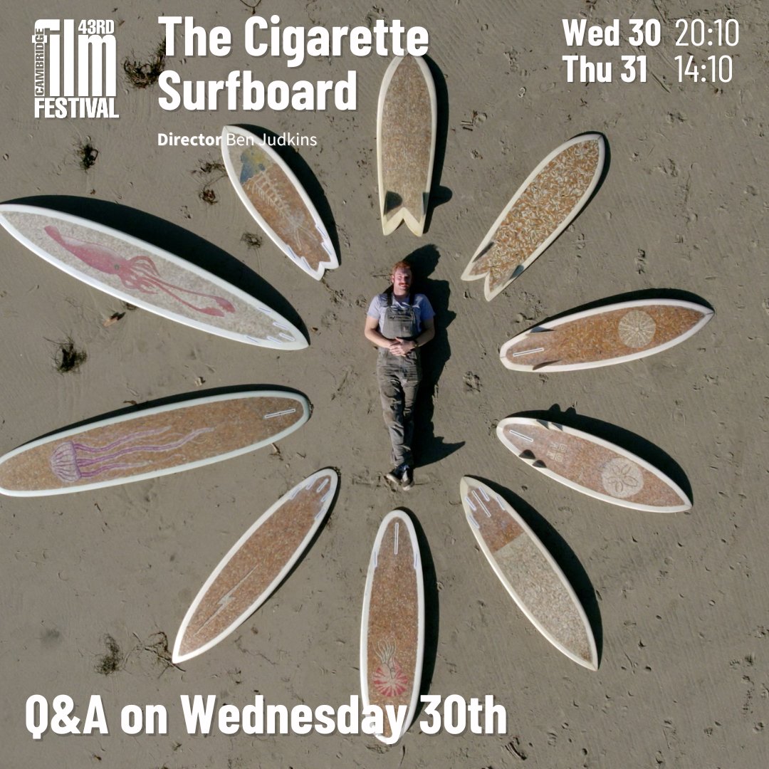 ✨We are delighted to welcome THE CIGARETTE SURFBOARD director Ben Judkins for an in person Q&amp;A after the screening on 30th October, as well as an introduction before the screening on Thursday 31st October.

🎟️Tickets: bit.ly/3NGpQr9