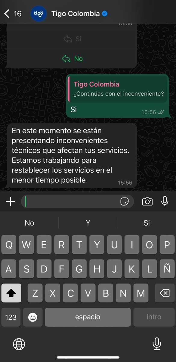 Desde anoche tipo 11:30pm mi celular aparece “sin servicio” y <a href="/Tigo_Colombia/">Tigo Colombia</a> hoy la única respuesta que me dan por WhatsApp es  que presentan inconvenientes, NO HE PODIDO REALIZAR LLAMADAS NI RECIBIR. Podrían darme una solución por favor! Porque cobrar eso si a tiempo.