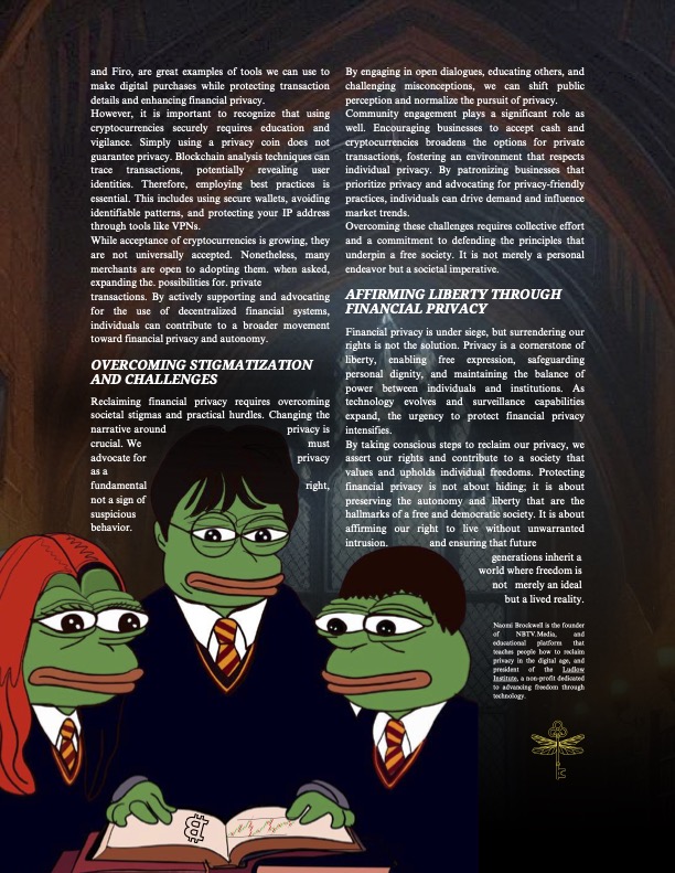 naomibrockwell's tweet image. There is a BIG financial privacy movement brewing. @TheVladCostea got dozens of contributors to share their research in his new financial privacy magazine being release later this month. 
Here&apos;s a sneak peek of my article.
#PrivacyAwarenessWeek
#privacc
priv/acc