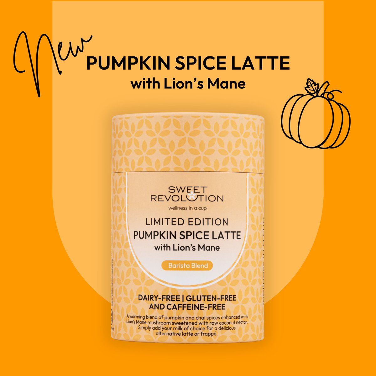 sweetrev_uk's tweet photo. EXCITING ANNOUNCEMENT!

Our NEW Pumpkin Spice Latte with Lion's Mane is now available to purchase!

https://t.co/zIrRPdH0UQ https://t.co/R1HHhKPxGA