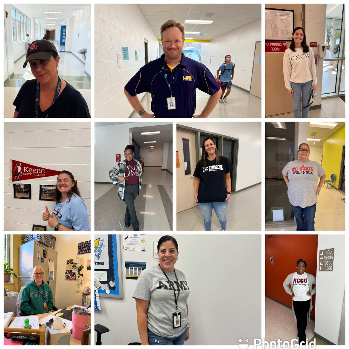 WillowSpringHS's tweet photo. Shoutout to our amazing staff proudly repping their college gear today β showing our students the possibilities are endless! π #CollegeAppWeek #FutureReady #WSHS https://t.co/X95qyIbPDK
