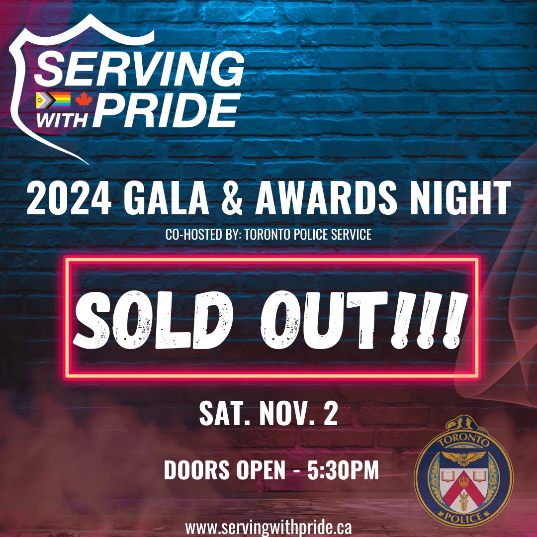 The 2024 Serving with Pride Gala &amp; Awards Night is officially sold out!! See you there!