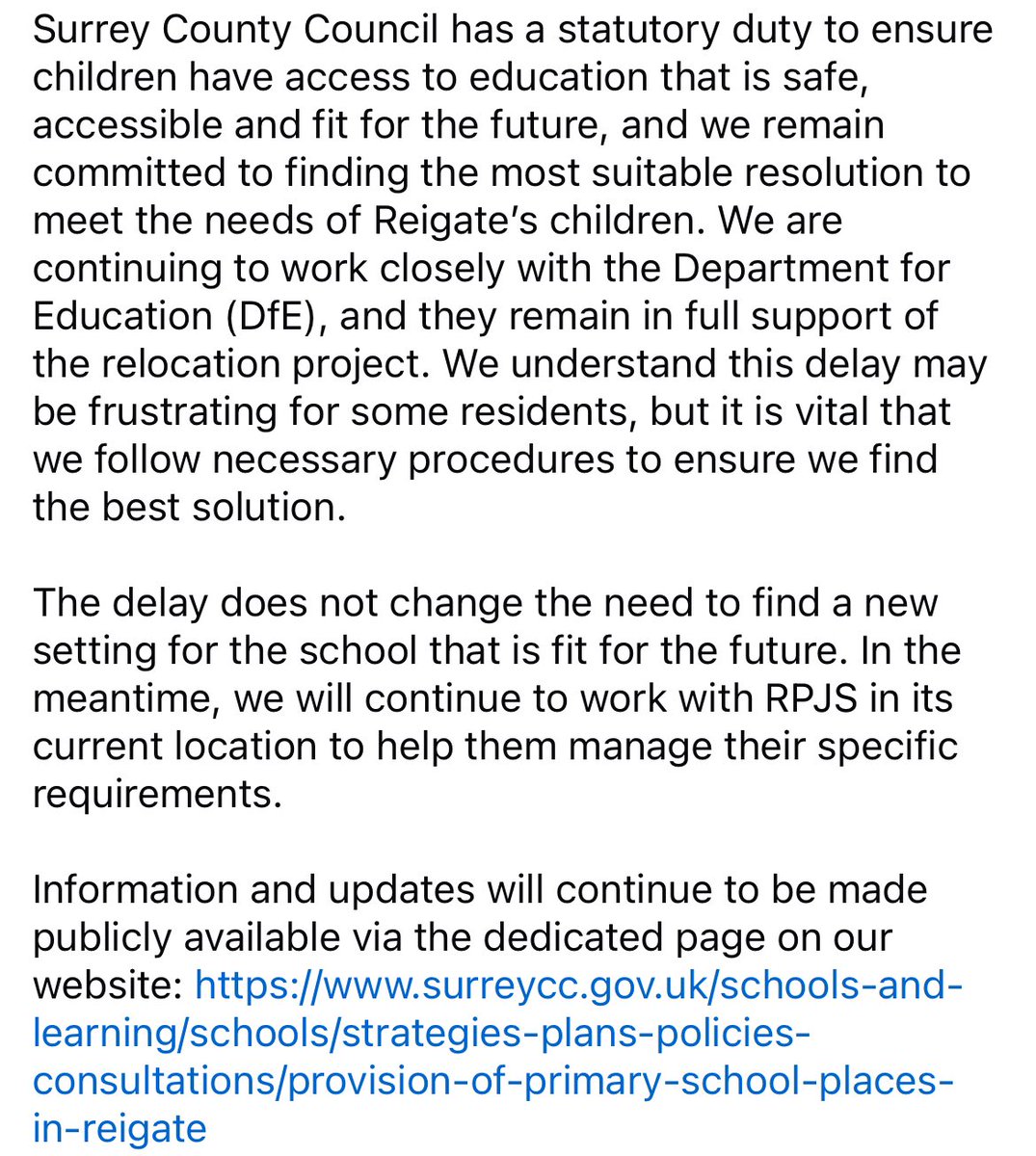 🚨 Important update below on proposals to move the Reigate Priory School to Woodhatch Place 🚨

I will continue to do everything I can to represent parents and residents in Reigate in relation to this application.