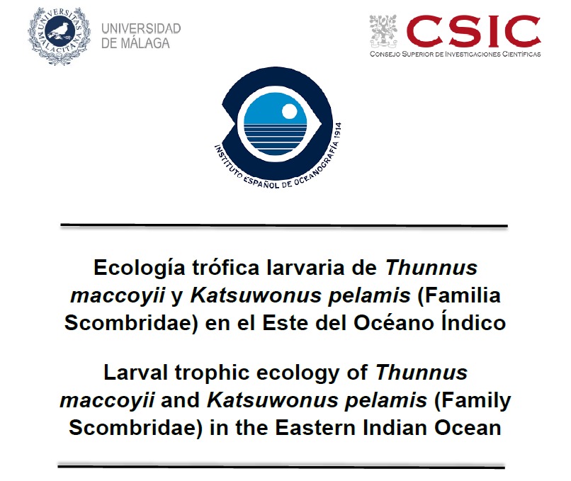 A few weeks ago, Miguel Ángel Godoy defended his Master's thesis at the university, titled: "Larval Trophic Ecology of Thunnus maccoyii and Katsuwonus pelamis (Family Scombridae) in the Eastern Indian Ocean." obtaining the maximum distinction. Congratulations!🐟