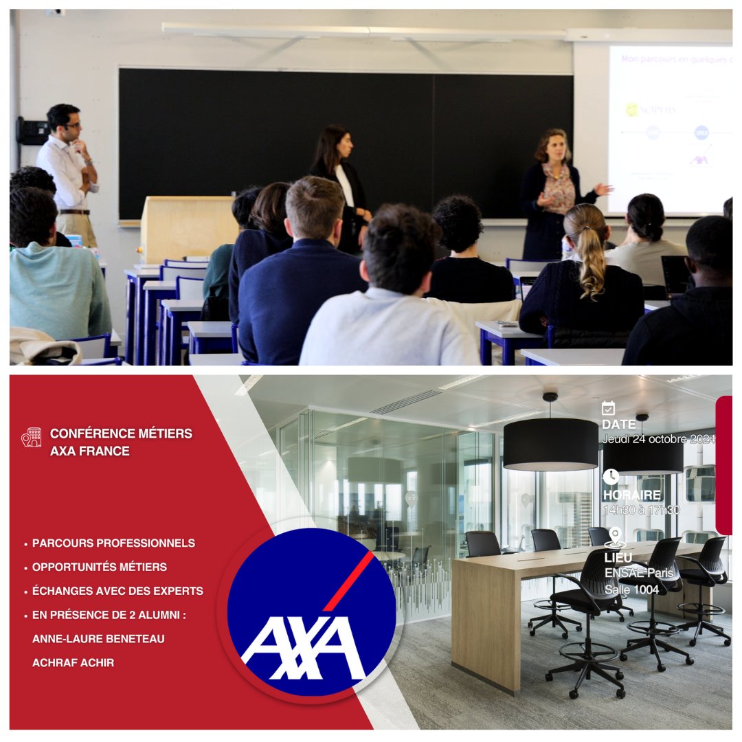 ENSAE Paris (@ensaeparis) on Twitter photo #Entreprise | Jeudi, nos étudiants ont pu échanger avec Anne Laure Benéteau (<a href="/Alumni_ENSAE/">ENSAE_Alumni</a> 2004 & marraine de la promotion 2023) et Achraf Achiri (ENSAE 2013) pour découvrir leur parcours, leur métier, ainsi que les opportunités de carrière au sein de notre partenaire <a href="/AXAFrance/">AXA France</a> #Entreprise | Jeudi, nos étudiants ont pu échanger avec Anne Laure Benéteau (<a href="/Alumni_ENSAE/">ENSAE_Alumni</a> 2004 & marraine de la promotion 2023) et Achraf Achiri (ENSAE 2013) pour découvrir leur parcours, leur métier, ainsi que les opportunités de carrière au sein de notre partenaire <a href="/AXAFrance/">AXA France</a>