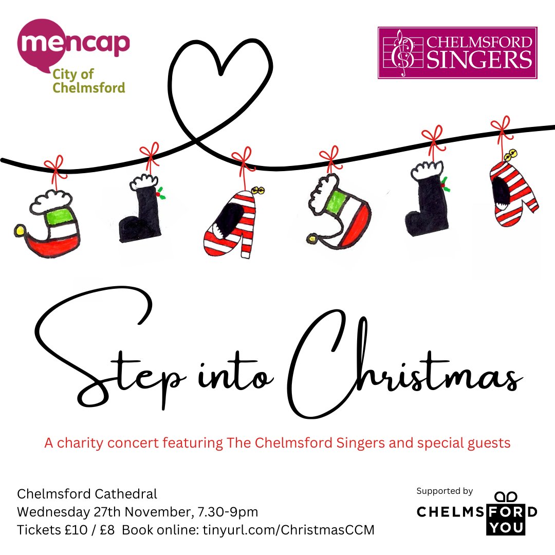 Book your tickets for our Christmas Concert on Wed 27th Nov!  'Step into Christmas' features the Chelmsford Singers, Awesome Beats Collective and Charlotte Fieldson and will be the first and most fabulous event of your festive season!  tinyurl.com/ChristmasCCM 🎄🎁