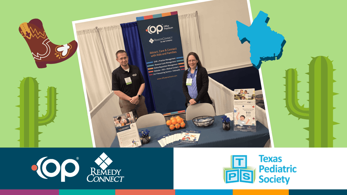 's tweet image. Greetings from the Texas Pediatric Society meeting in Conroe, TX. 🤠 Come see us if you&apos;re here! #PediatricEHR #Pediatrics #ConferenceSponsor