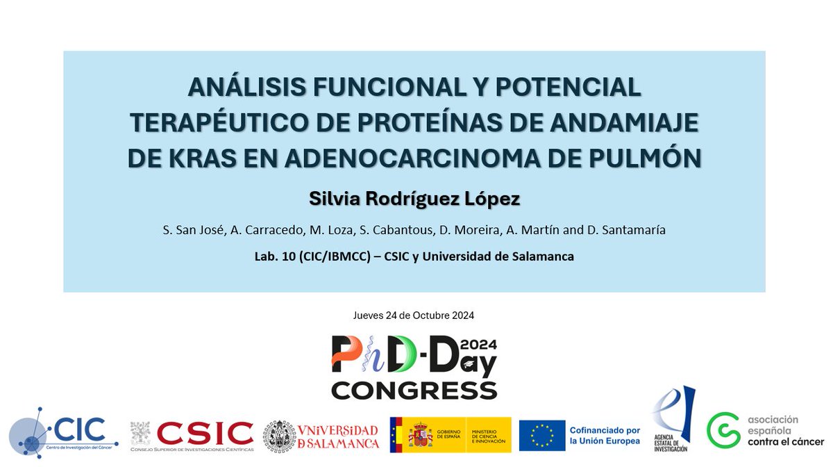 LimonInTheLab's tweet photo. Very happy to have participated in the first PhD-Day Congress at @ciccancer!!! And grateful for the award from the "Pitch your PhD" contest💪
Looking forward to more enjoyable congresses like this one! @lab_santamaria https://t.co/taEqe6OVXa