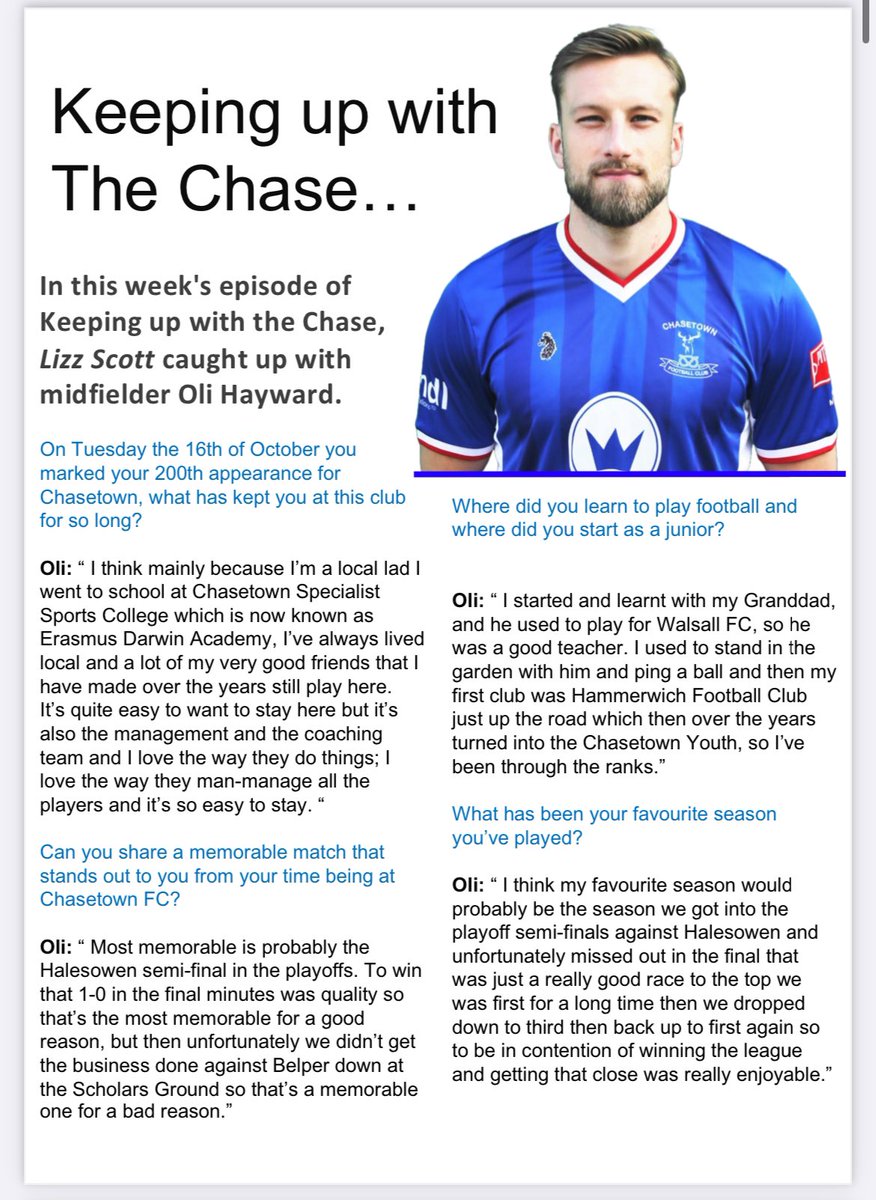 Lizz_077's tweet photo. This weeks episode of keeping up with the chase with @olihayward_ is out now🥳

Read my interview below ⬇️ 

And make sure to read the full programme via the link 💙⚽️

https://t.co/8AhmdQS4rO https://t.co/pvBk1o5BGO