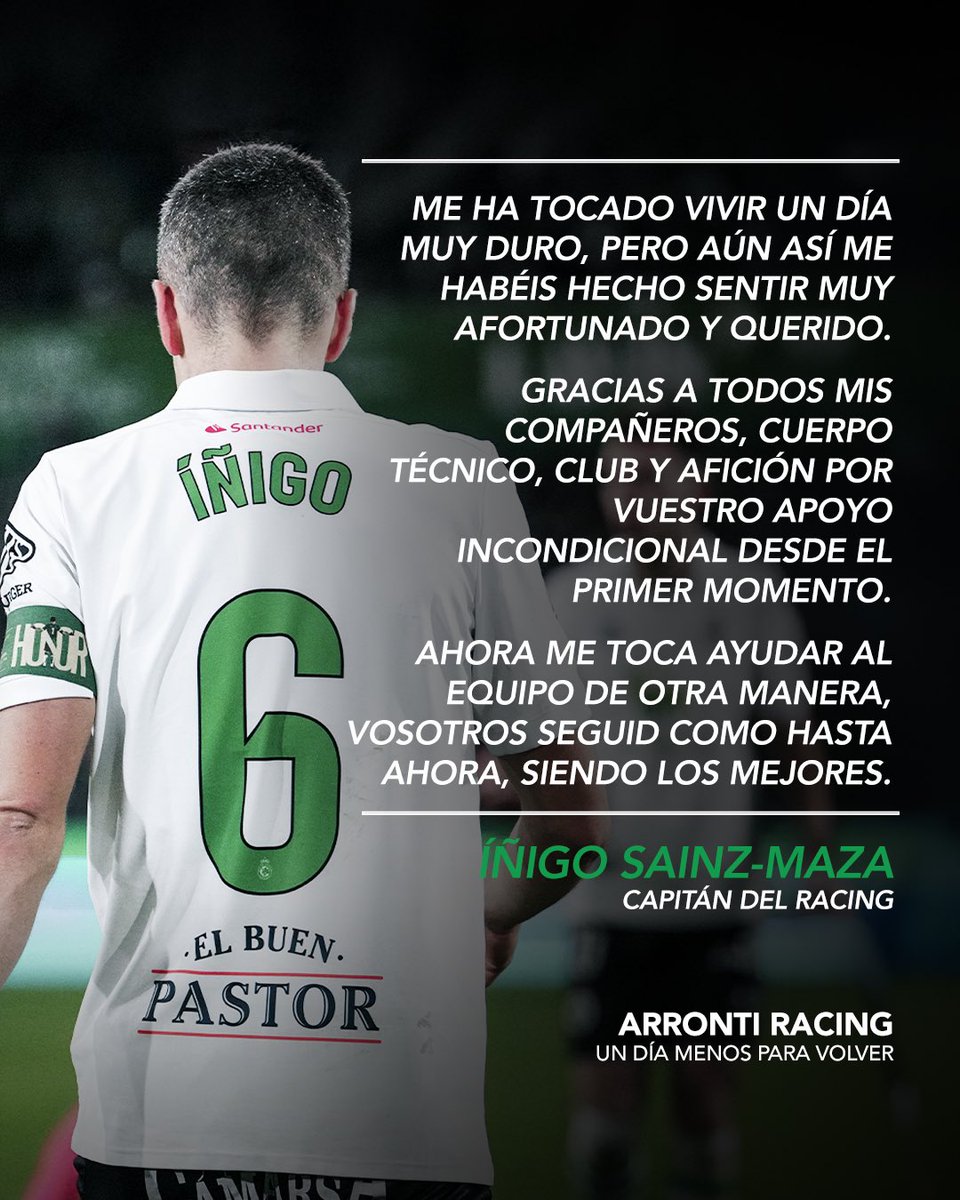 Real Racing Club (@realracingclub) on Twitter photo 📝 Íñigo (<a href="/inigo_8/">Iñigo Sainz-Maza</a>): “Vosotros seguid como hasta ahora, siendo los mejores” #SomosRacing 📝 Íñigo (<a href="/inigo_8/">Iñigo Sainz-Maza</a>): “Vosotros seguid como hasta ahora, siendo los mejores” #SomosRacing