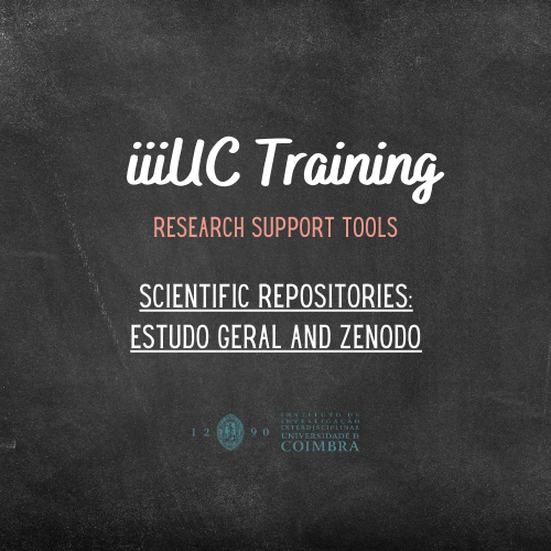 [iiiUC trainings: Tools to support research]👩‍💻👨‍💻👩‍🏫

📢The next <a href="/uc_iii/">Institute of Interdisciplinary Research</a> training takes place on 7th November, at 2.30pm, online. Is dedicated to "Scientific Repositories: Estudo Geral and Zenodo".

➡️Registration:🔗ls.uc.pt/index.php/9871…
➡️Info:🔗uc.pt/en/iii/educati…