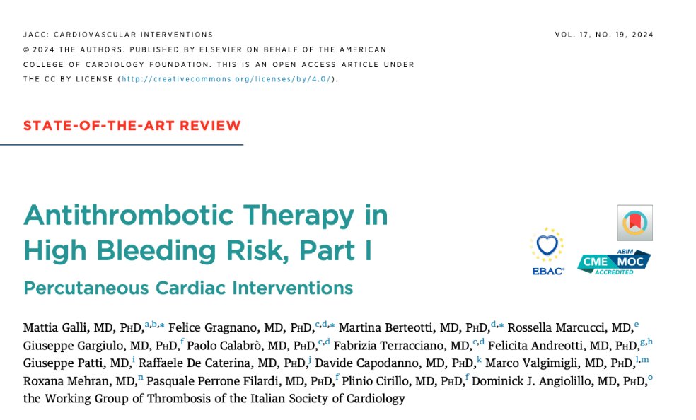 Abdulla A. Damluji, MD, PhD (@drdamluji) on Twitter photo Antithrombotic Therapy in High Bleeding Risk, Part I: Percutaneous Cardiac Interventions: <a href="/JACCJournals/">JACC Journals</a>
🥸 Good work <a href="/JACCJournals/">JACC Journals</a> and congratulations to the authors on this work.
😱 Summary is below
👇👇👇 Antithrombotic Therapy in High Bleeding Risk, Part I: Percutaneous Cardiac Interventions: <a href="/JACCJournals/">JACC Journals</a>
🥸 Good work <a href="/JACCJournals/">JACC Journals</a> and congratulations to the authors on this work.
😱 Summary is below
👇👇👇