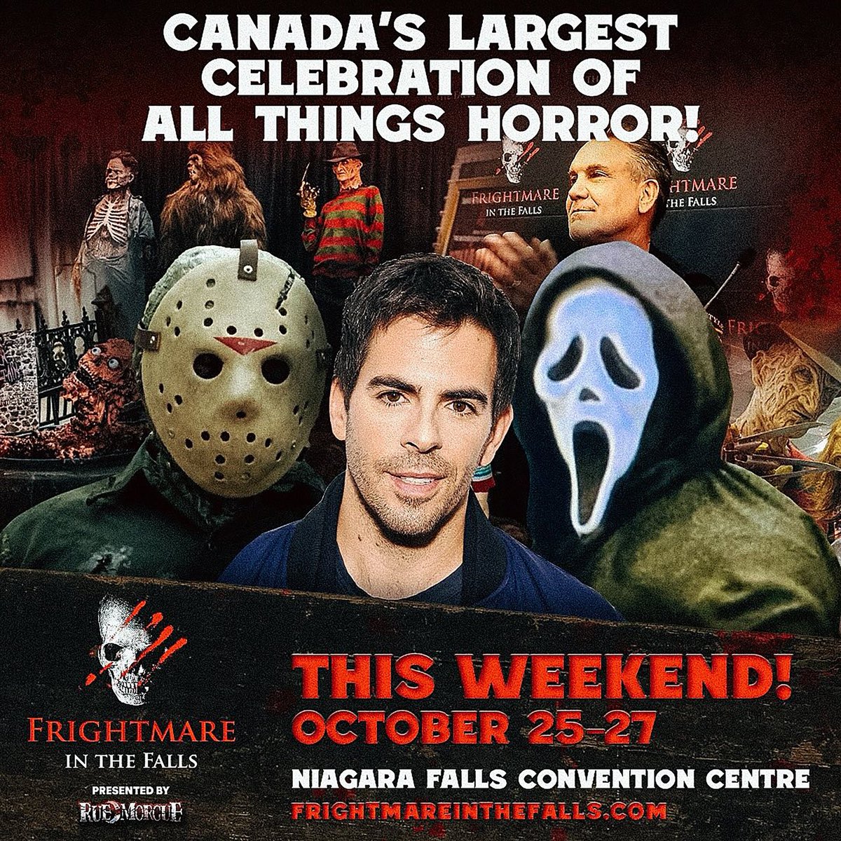 Join <a href="/eliroth/">Eli Roth</a> this weekend at <a href="/frightmarefalls/">FrightmareInTheFalls</a> with cast members from <a href="/tgivingmovie/">Thanksgiving Movie</a>! Oct 25-27!