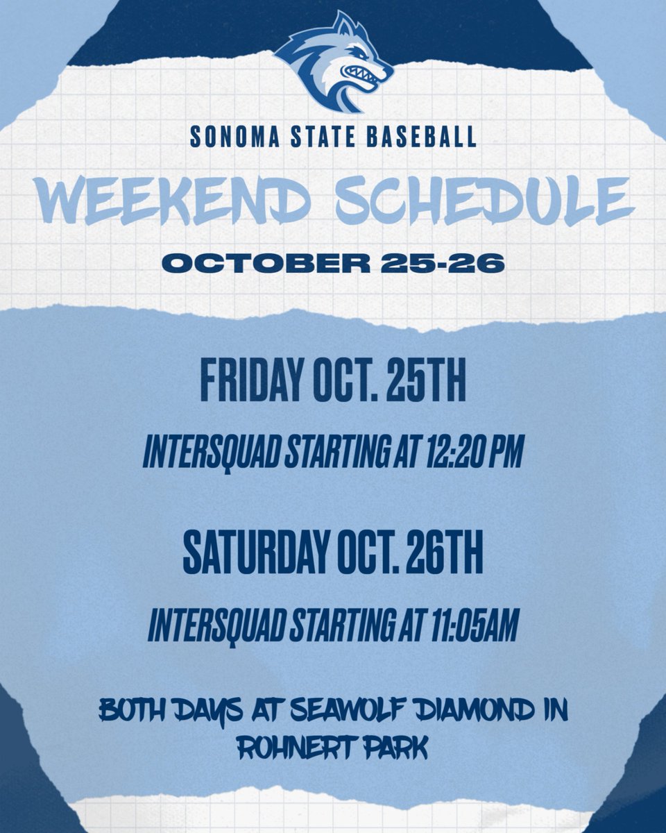Fall ⚾️ action.

The schedule is set for this weekend's intersquad matchups! Come support the squad as we gear up for an exciting season ahead.